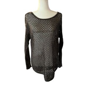 JEANNE PIERRE Open Knit Metallic Sweater Size Medium